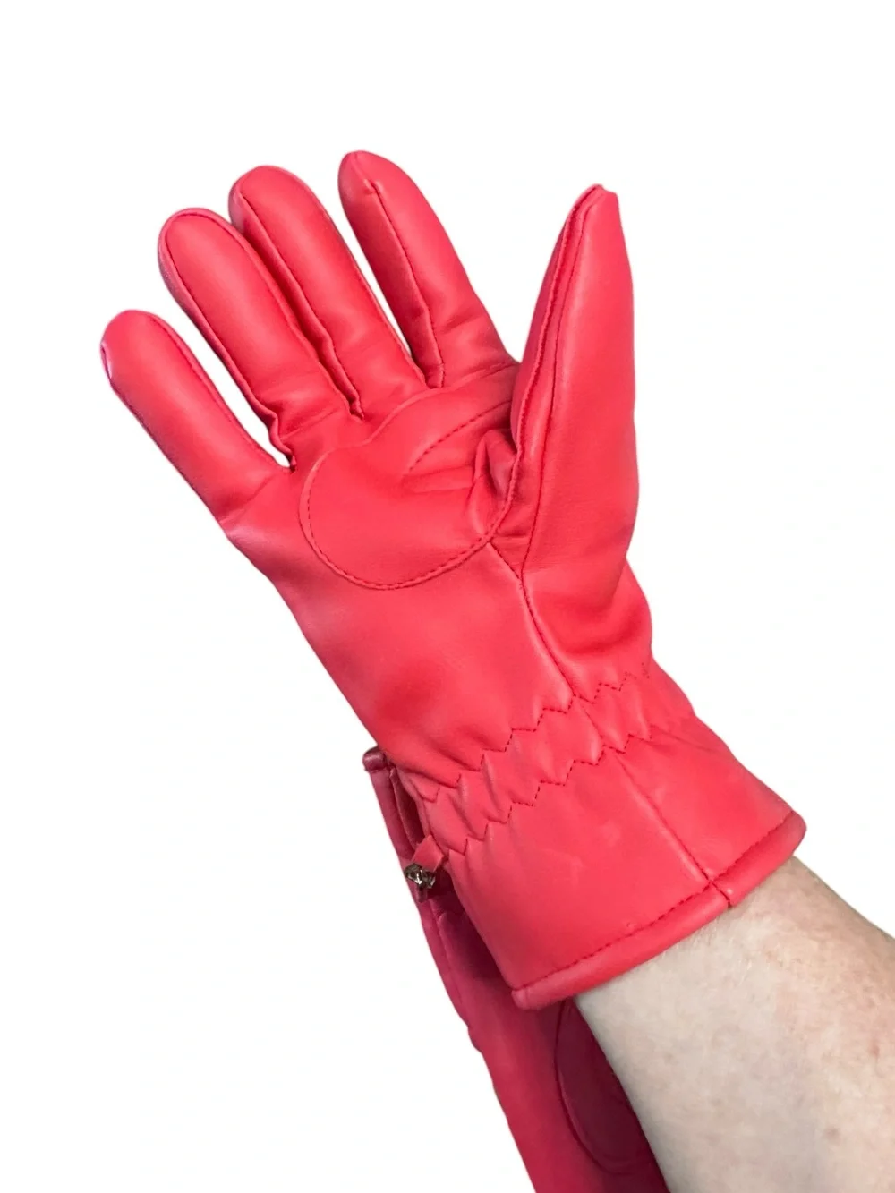 Vintage‎ Retro red Ski Gloves / Winter Gloves with Striped Cuffs